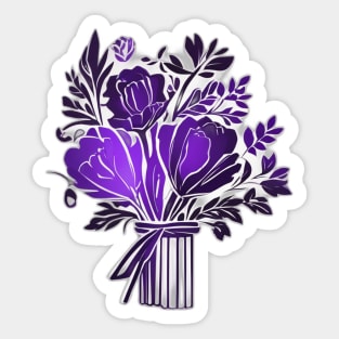 Elegant Purple Floral Bouquet Illustration No. 933 Sticker